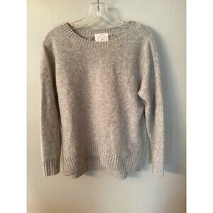 SUNNY THE LABEL SIZE LARGE LIGHT GREY 100% CASHMERE CREWNECK SWEATER